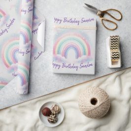 Presente Papel personalizado de enrolamento do arco-íris em