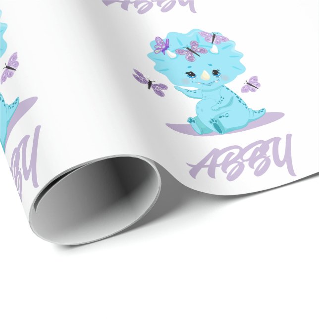 Presente Papel personalizado de enrolamento do dinossauro (Ponta do rolo)