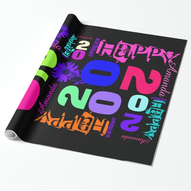 Presente Papel personalizado para 20 de aniversário POP de  (Desenrolado)