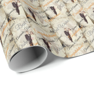 Presente Papel personalizável de enrolamento de casamentos