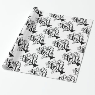 Presente Papel preto & branco da árvore do Clef de triplo