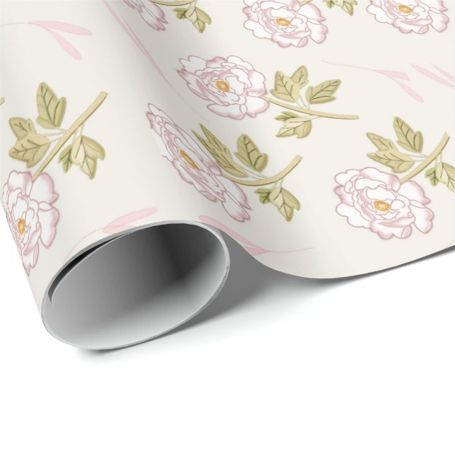 Presente Papel Romântico de Moldagem Floral de Peony (Ponta do rolo)