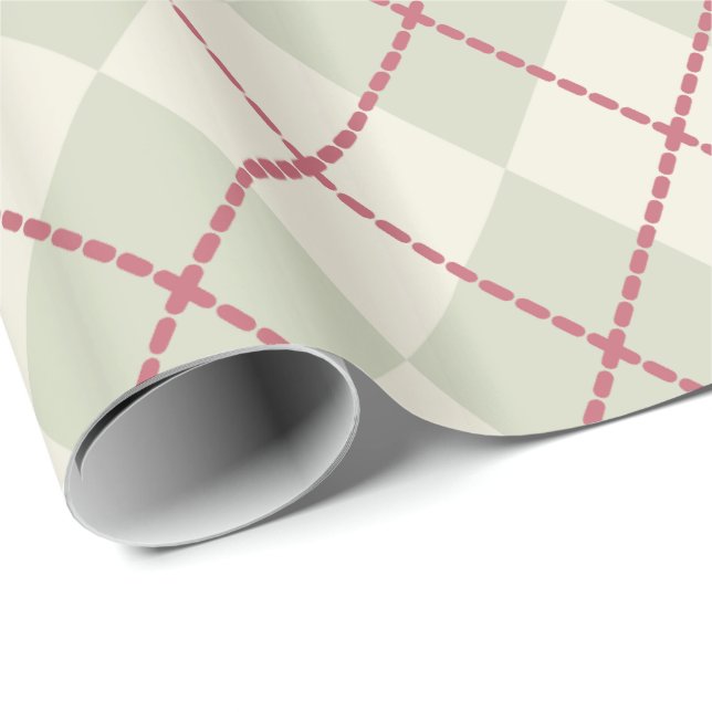Presente Papel Rustic Argyle de Moldagem de Natal (Ponta do rolo)