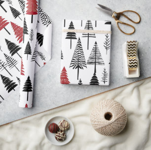 Presente Papel simples de enrolamento de árvores de Natal