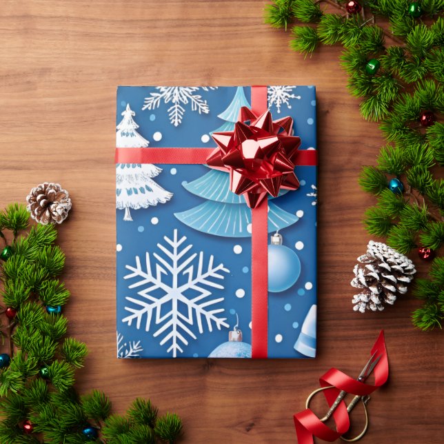 Presente Papel sofisticado de moldagem de Natal Azul para (Presente de Natal)