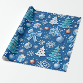 Presente Papel sofisticado de moldagem de Natal Azul para