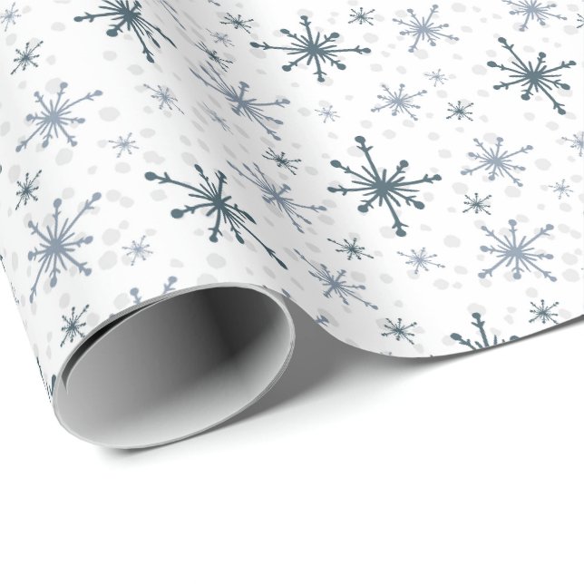 Presente Papel Tecido Floco de Neve Cinza Azulado (Ponta do rolo)
