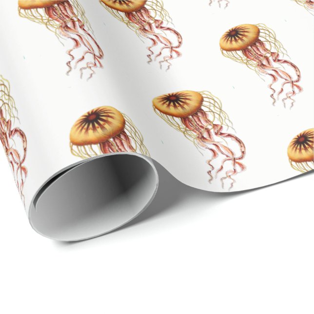 Presente Papel Tissue com Desenho Estilizado de Água-viva A (Ponta do rolo)