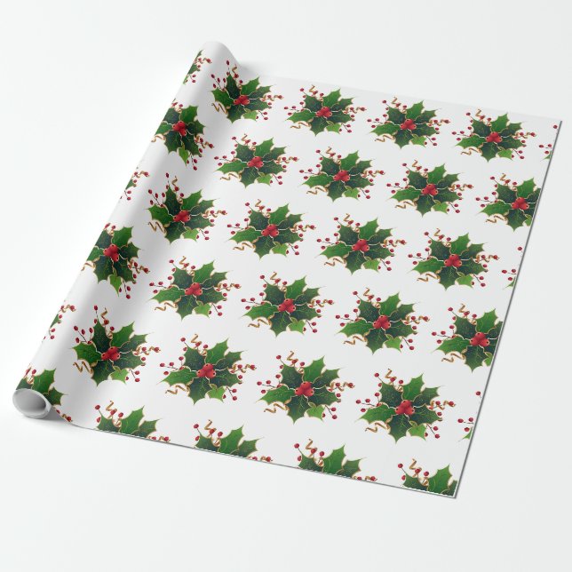 Presente Papel Tradicional de Mola de Natal para Poinsettia (Desenrolado)