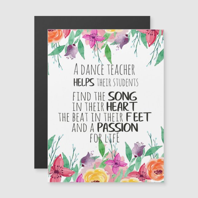 Presente para professor de dança Agradecimento Cit (Frente/Verso)