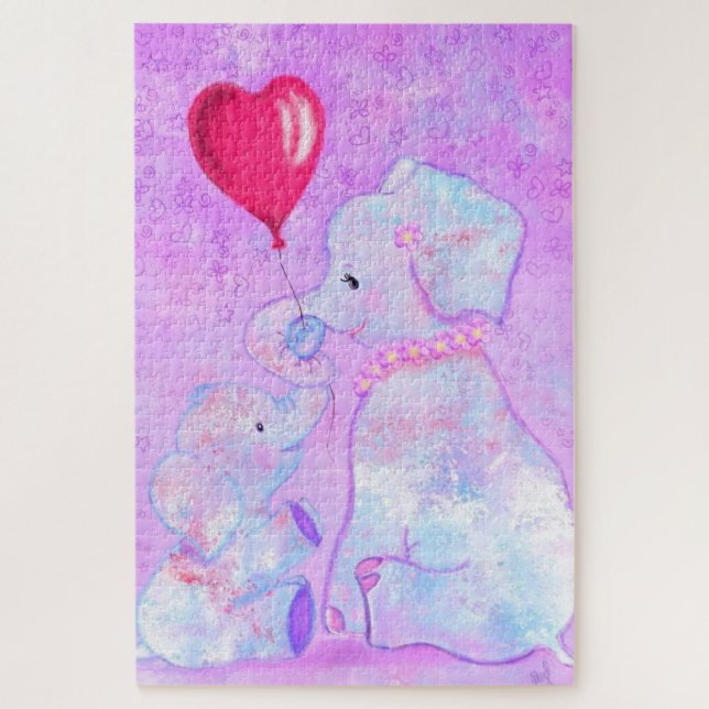 Presente para Quebra-cabeça de Elefante e Bebê (Vertical)