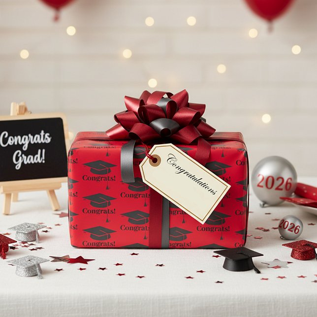 Presente Parabéns! Papel de enrolamento do boné de formatur (Criador carregado)