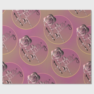 Presente "Parabéns", Rosa, papel de enrolar escrito em mão