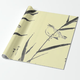 PRESENTE PARDAIS NOS RAMOS PAPEL DE EMBALAGEM AMARELO