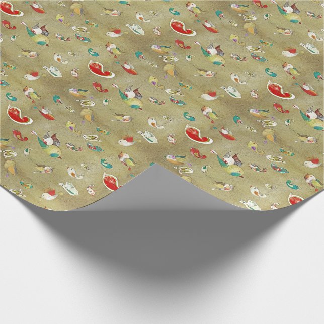 Presente Pássaros de Paisley - papel de envolvimento (Ponta)