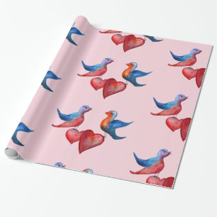 Presente Pássaros do Amor, Pássaros em Aquarela  Papel de E