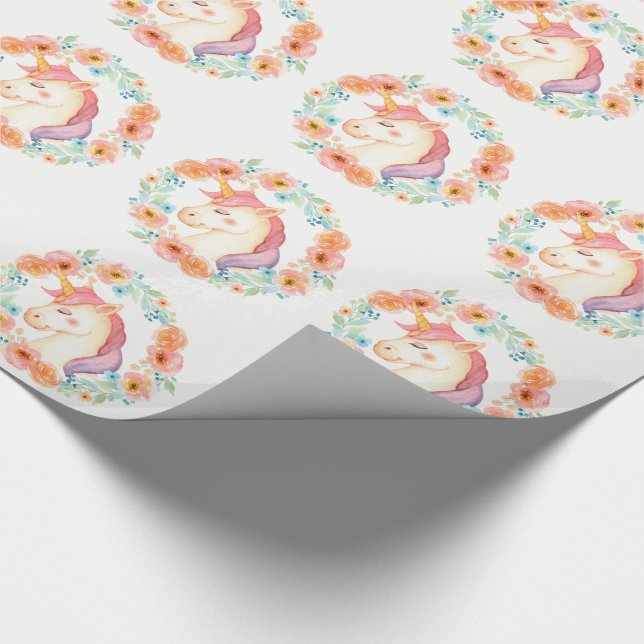 Presente Pastel Unicorn, Papel Floral de Enrolamento (Ponta)