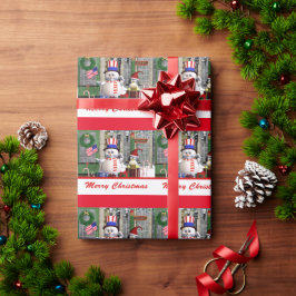 Presente Patriótico Snowman Penquin Papel de Molho de Natal