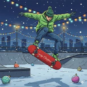 Presente Perfeito de Skate de Natal Festivo