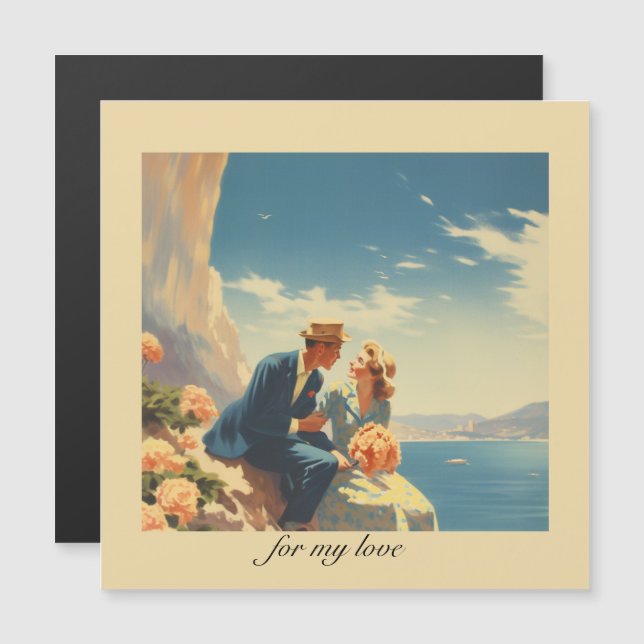 Presente Personalizado de Romance na Riviera Vinta (Frente/Verso)