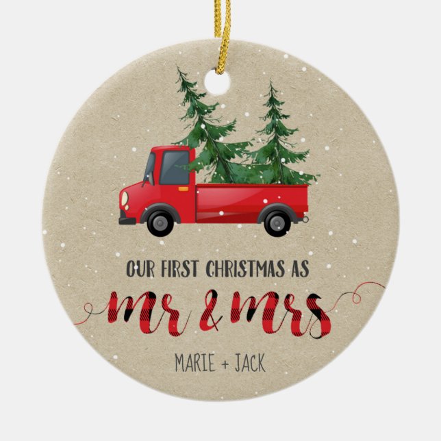 Presente Personalizado do Ornamento Casado de Nata (Frente)