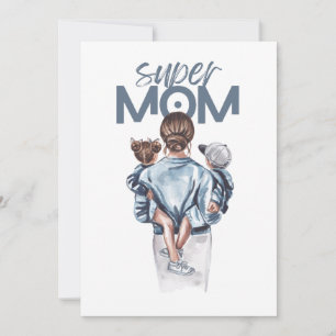 Presente Personalizado Super Mãe com Filho e Filha