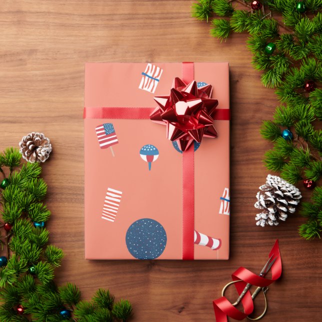 Presente Picolés Patrióticos e Bandeiras Aéreas Papel de Em (Presente de Natal)