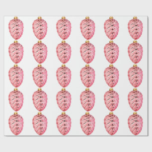 Presente Pinecone Cor-de-rosa Papel branco de enrolamento