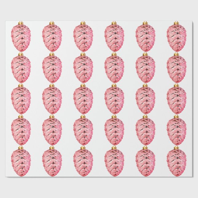 Presente Pinecone Cor-de-rosa Papel branco de enrolamento (Aberto)
