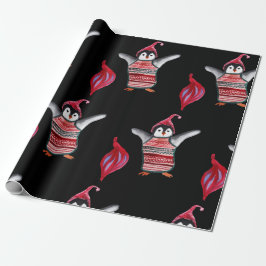 Presente Pinguim com papel de moldagem de chapéu