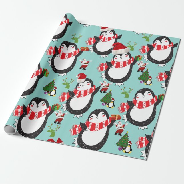 Presente Pinguim de Papel de Moldagem de Natal (Desenrolado)