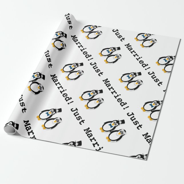 Presente Pinguins "recem casados!" Papel de envolvimento de (Desenrolado)
