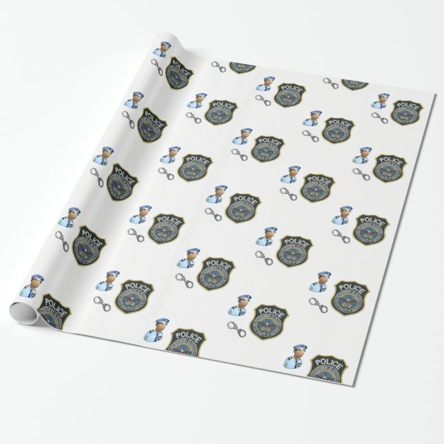 Presente Policial de Papel de Embalagem (Desenrolado)