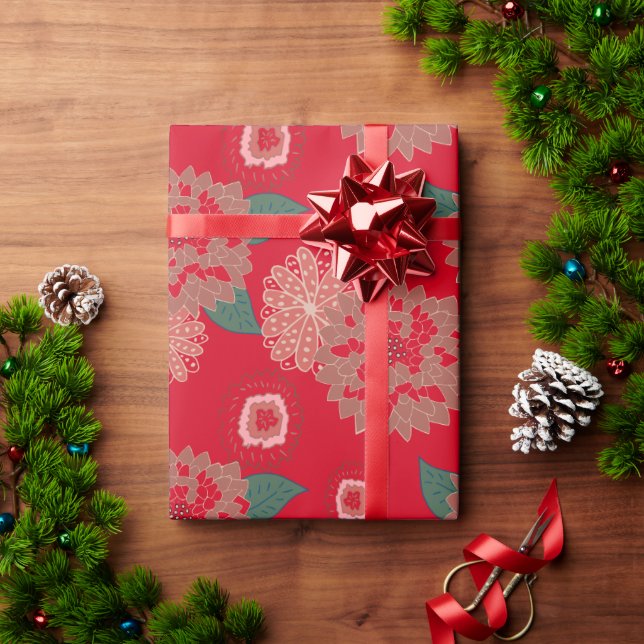 Presente Pop NatalFlorBurst Papel de enrolamento Vermelho V (Presente de Natal)