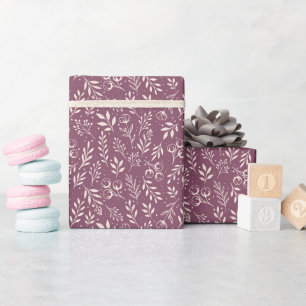 Presente Prato Botânico Muted Plum - Roll de Papel Embalado
