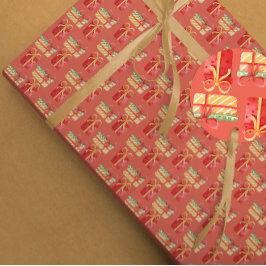 Presente Presentes de Natal Vermelho e Amarelo Papel Laranj