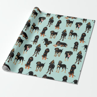 Presente Preto e papel de envolvimento do Coonhound de Tan
