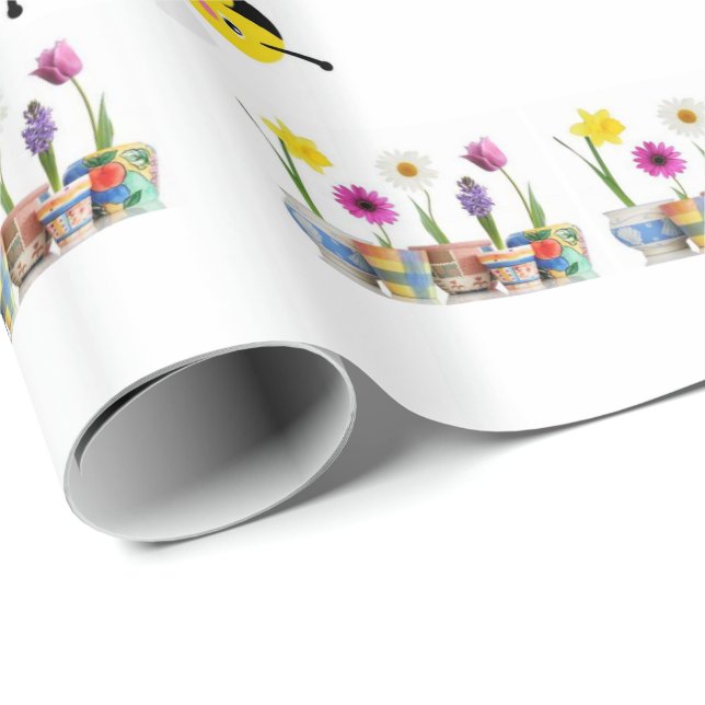 Presente Primavera de papel de empacotamento brilhante Inic (Ponta do rolo)