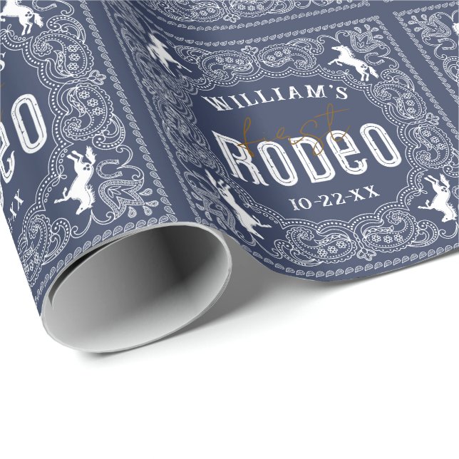 Presente Primeiro Rodeo - Papel de Embalagem de Aniversário (Ponta do rolo)