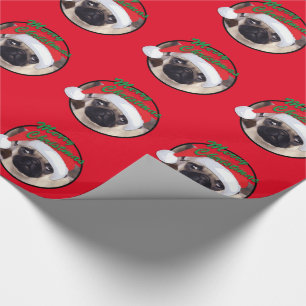 Presente Pug do Natal - papel de envolvimento lustroso, 30"