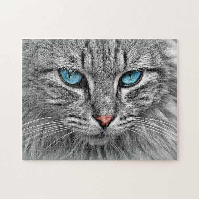 Presente Quebra-cabeça de Gato Olho Azul (Horizontal)
