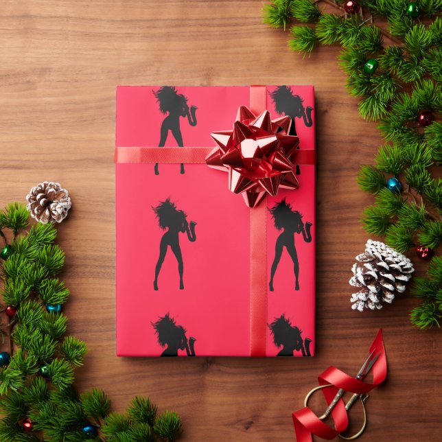 Presente Rapariga de papel saxofone de dote vermelho (Presente de Natal)