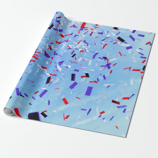 Presente Recortes de papel azul, vermelho e preto (Desenrolado)