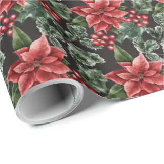 Presente Red Poinsettia — Papel de Moldagem de Natal