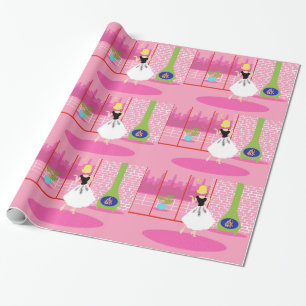 Presente Retro no papel de empacotamento rosa