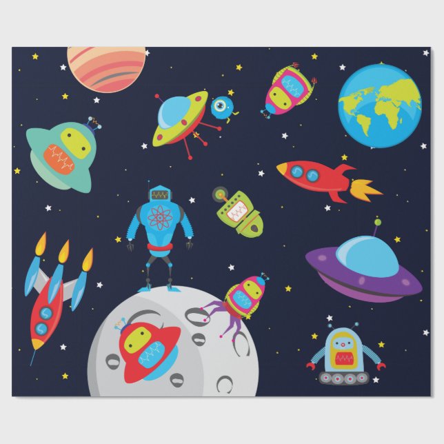 Presente Robôs no papel de enrolamento do espaço externo (i (Aberto)