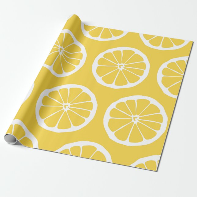 Presente Rolo amarelo do papel de envolvimento da fatia do (Desenrolado)