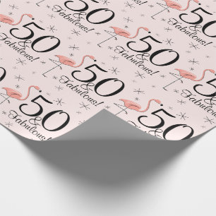 Presente Rosa "50 do flamingo e fabulosos!" papel de