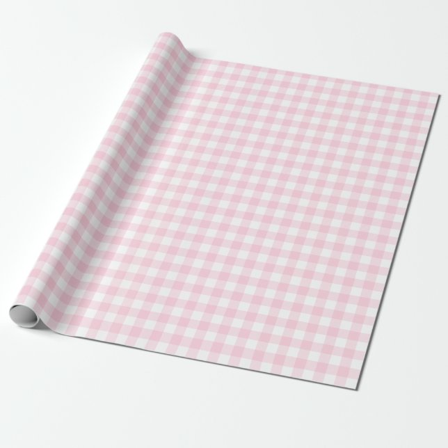Presente Rosa claro e papel de moldagem da Xadrez de verifi (Desenrolado)