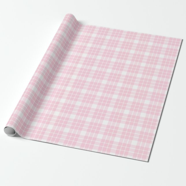 Presente Rosa claro e papel de moldagem de Xadrez branca (Desenrolado)